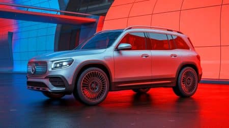 Illustration of the 2027 Mercedes-Benz GLB with its new electric powertrains and advanced technology features.